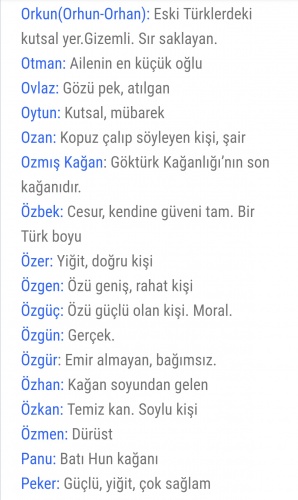 ÖZ TÜRKÇE ERKEK İSİMLERİ