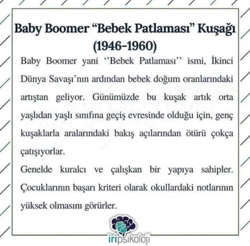 DOĞUM YILINA GÖRE KUŞAKLAR