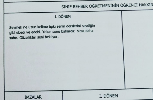 Sınıf Rehber Öğretmeni Edebiyatçı olursa karne görüşleri de böyle olur