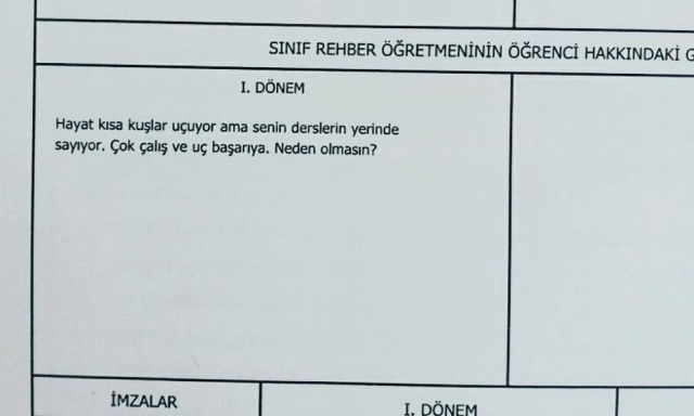 Sınıf Rehber Öğretmeni Edebiyatçı olursa karne görüşleri de böyle olur