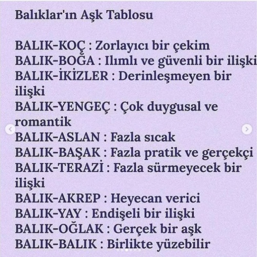 Burçların Aşk Tabloları