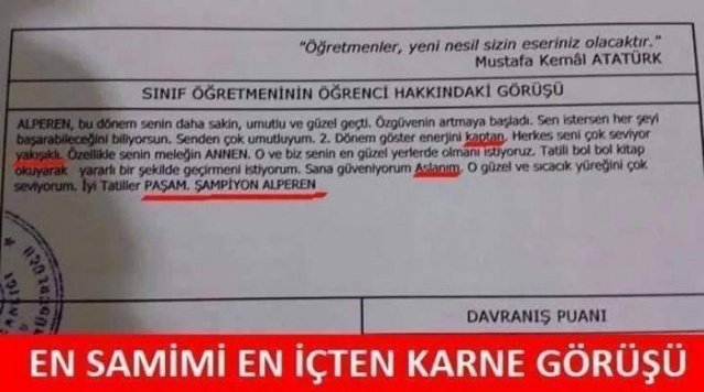 Öğretmenlerin Komik Karne Görüşleri