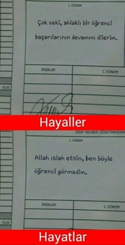 Öğretmenlerin Komik Karne Görüşleri