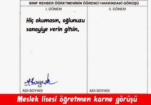 Öğretmenlerin Komik Karne Görüşleri