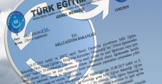Türk Eğitim Sen: Milli Eğitim Bakanlığından, Zümre Yönergesi İle İlgili Değişiklik Talebinde Bulundu