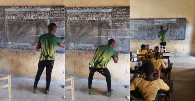Tahtaya Çizdiği Microsoft Ekran Görüntüsüyle Tanıdığımız Ganalı Öğretmen ve Öğrencilerinin Artık Bilgisayarları Var