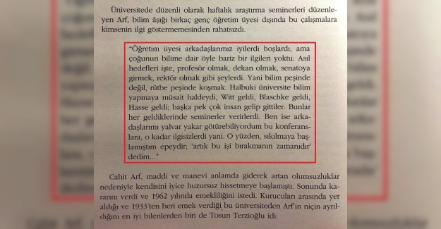 En önemli bilim adamlarından Ordinaryus Prof. Dr. Cahit Arif, 60 yıl önce Türk bilim camiasını şu sözlerle özetlemiş