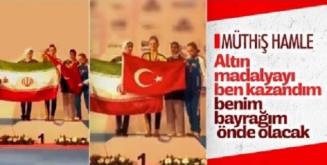 Şampiyon tekvandocumuzdan İranlı rakibine Türk Bayrağı dersi