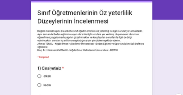 Sınıf Öğretmenlerinin Öz yeterlilik Düzeylerinin İncelenmesi