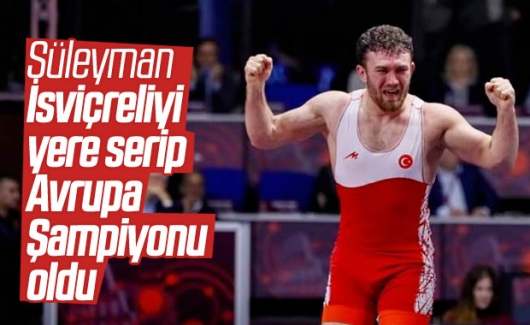 92 kilo finalinde Süleyman Karadeniz, İsviçreli Samuel Scherrer'i Yenerek Avrupa Şampiyonu Oldu