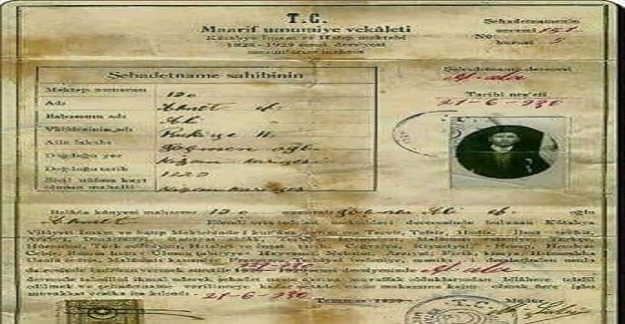 1928-1929 Atatürk Türkiyesi ve İmam Hatip mezunlarına verilen diploma..