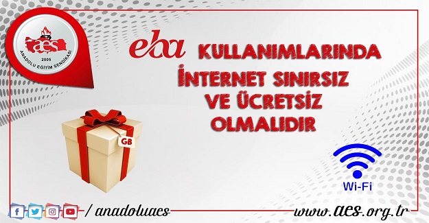 EBA kullanımı için internet ücretsiz ve sınırsız olmalıdır...