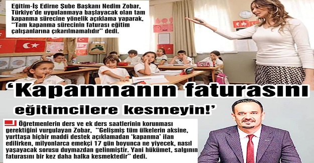 Kapanmanın Faturası Öğretmenlere Kesilmesin