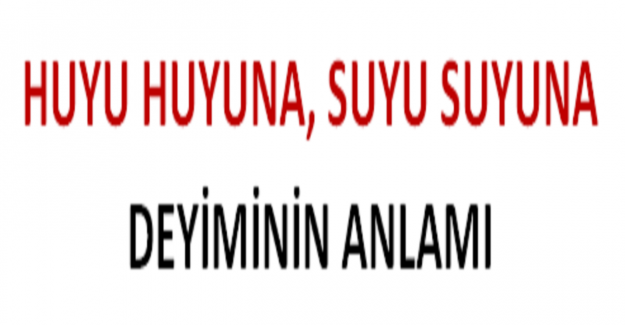 Huyu Huyuna, Suyu Suyuna Deyiminin Anlamı