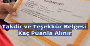 Takdir ve Teşekkür Belgesi Kaç Puanla Alınır